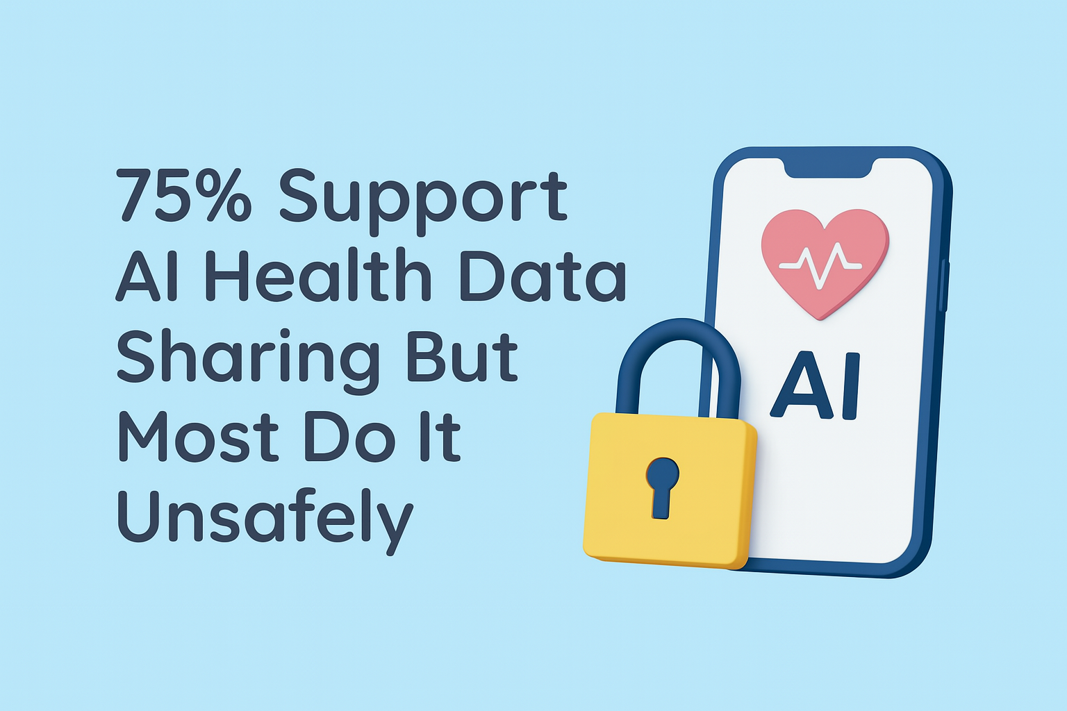 75% Support AI Health Data Sharing But Most Do It Unsafely — illustration
